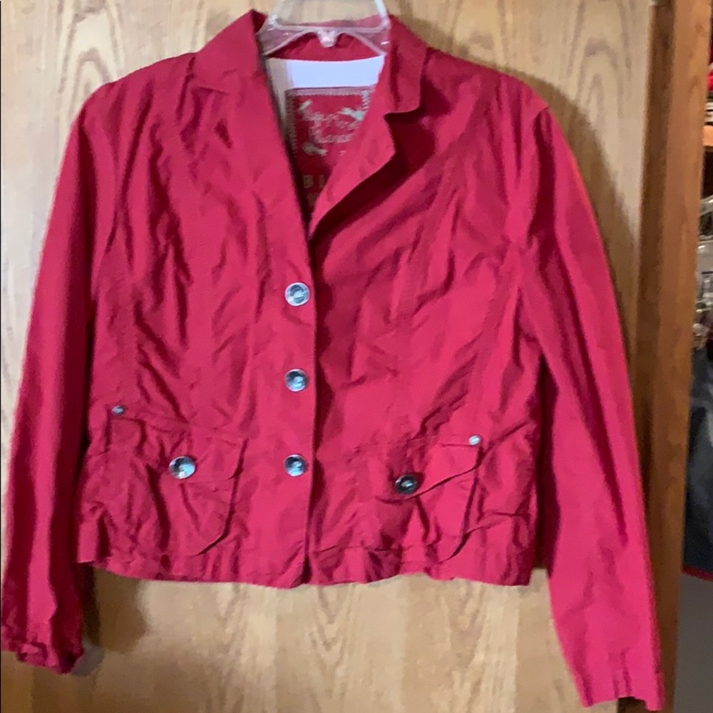 Blue Willi’s red cotton button down jacket